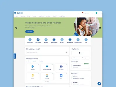 Zurich ServiceNow Employee Center employee portal servicenow ui