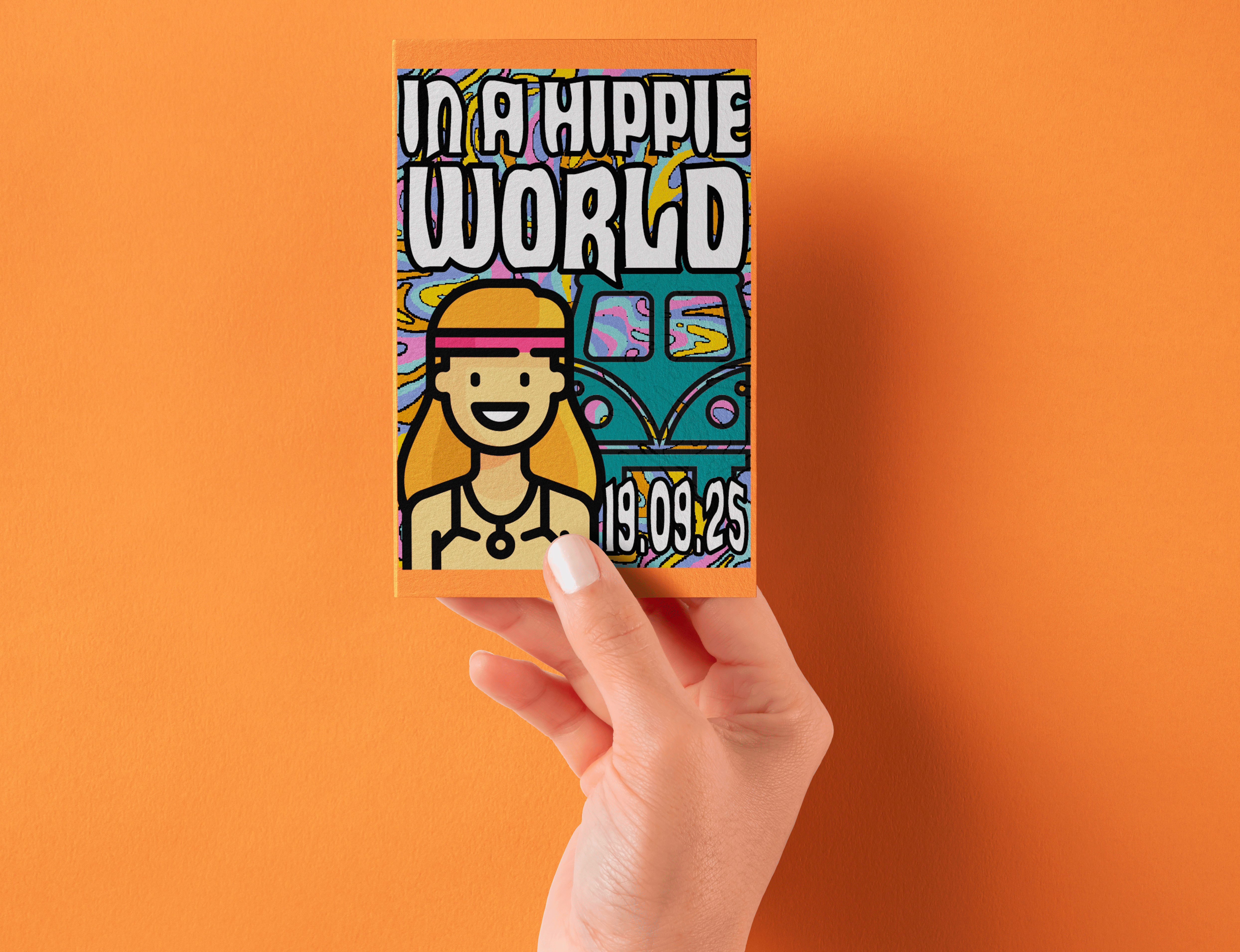 In a Hippie World Ad app branding design graphic design illustration logo typography ui web