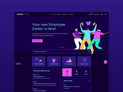 ServiceNow Employee Center concept for Octopus Energy ui
