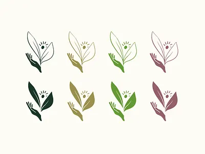 wellness icons - branded graphic design hand holistic illustration leaf massage natural nordic organic simple spa sun well wellness