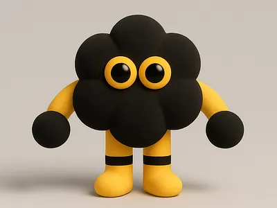 LUKK Mascot 3d black branding character design digital doll flower honey icon illustration indonesia logo mascot minimal plushies round vector yellow