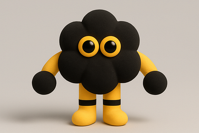 LUKK Mascot 3d black branding character design digital doll flower honey icon illustration indonesia logo mascot minimal plushies round vector yellow