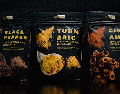 SPIREL – Premium Natural Spices Packaging 3d animation branding design graphic design illustration label logo motion graphics product