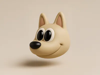 Cream Dog 3d animal blender branding cream design digital dog eye float icon illustration logo pet retro shiba smile travel ui vector
