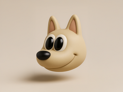 Cream Dog 3d animal blender branding cream design digital dog eye float icon illustration logo pet retro shiba smile travel ui vector