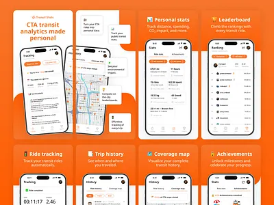 Transit Stats App Store Screenshots app app screens app store app ui apple chicago cta ios public transit screenshots transit app transit stats ui design