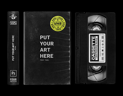 VHS Cassette Tape Case Mockup 80s 90s box case cassette cover film mockup movie music old photoshop retro tape vcr vhs video vinatge