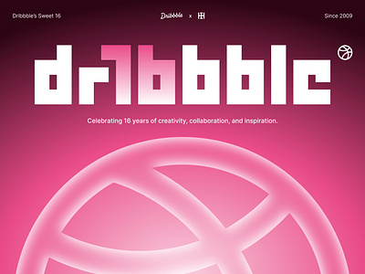 Dribbble's Sweet 16 birthday branding celebration community dribbble dribbble 16 dribbble 16th dribbble anniversary glassmorphism graphic design illustration liquid glass logo motion graphics party prompt sweet 16 typography vector weekly warm up