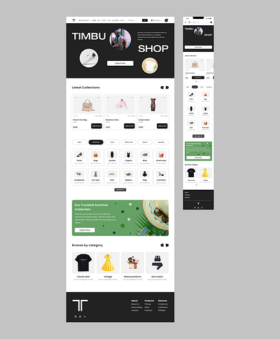 TIMBU SHOP - Fashion E-Commerce Store WebDesign with mobile view design e commerce fashion fashion e commerce store landing page mobile design ui web design