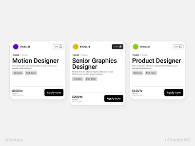 HireCard job card product design product designer roles ui ui designer uiux ux vacancy card