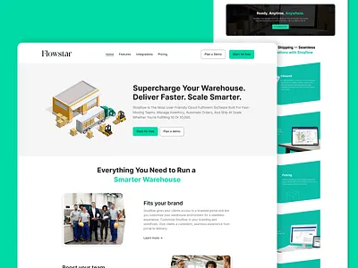 Flowstar – Smart Warehouse Fulfillment Platform UI landing page ui user experience web design website design