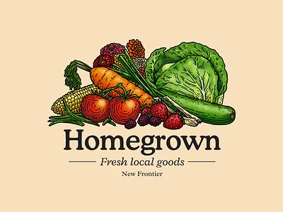 Farmer's Market design drawing farm farmers market food fruit homegrown illustration nature produce vegetables