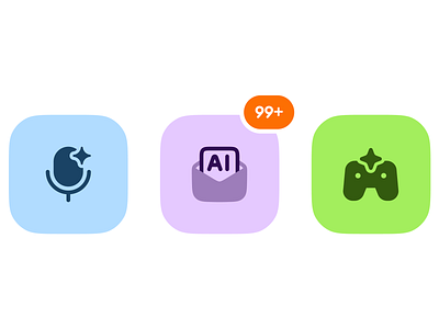 Vibrant Icon Set for Apps ai messaging app icons button style game control icon design interface icon minimal style mobile interface modern set notification badge playful icons rounded icons soft shadows ui design ui kit ux design ux ui vector style voice app