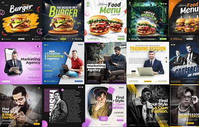 Social media post multiple designs. adbanner brandingdesign creativedesign fashiondesign graphic design illustrator instagram instagramtemplate photoshopdesign postdesign socialmediapost