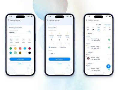 Medicine Reminder Mobile App app doctor health healthcare medicine mobile app reminder reminder app ui design visual design