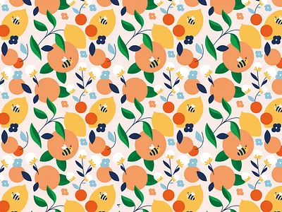 Earth Day 2025 bee citrus digital art earth day flower illustration lemon motif nature nature art pattern pattern design vector art