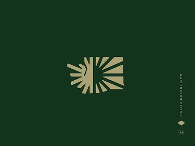 Washington Rising abstract landscape icon abstract logo abstract state symbol bold monogram clean mark custom lettermark energy symbol geometric identity minimal logo pacific north west pacific northwest design regional branding rising sun mark sunburst design sunshine concept washington state branding washington state logo