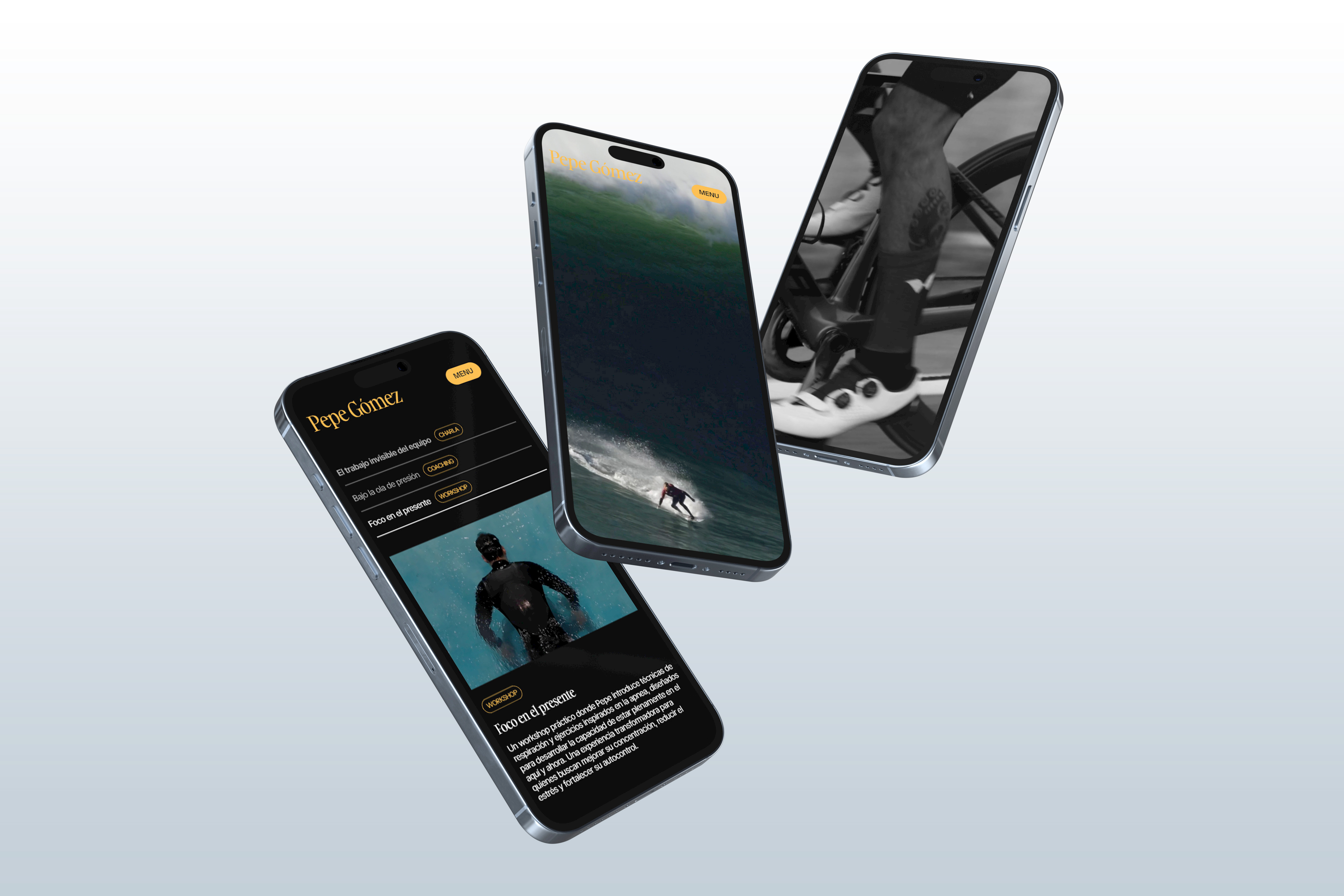 Pepe Gómez - Big Wave Surfer / Coach -Website Design branding design graphic design illustration landing logo surf vector website website design