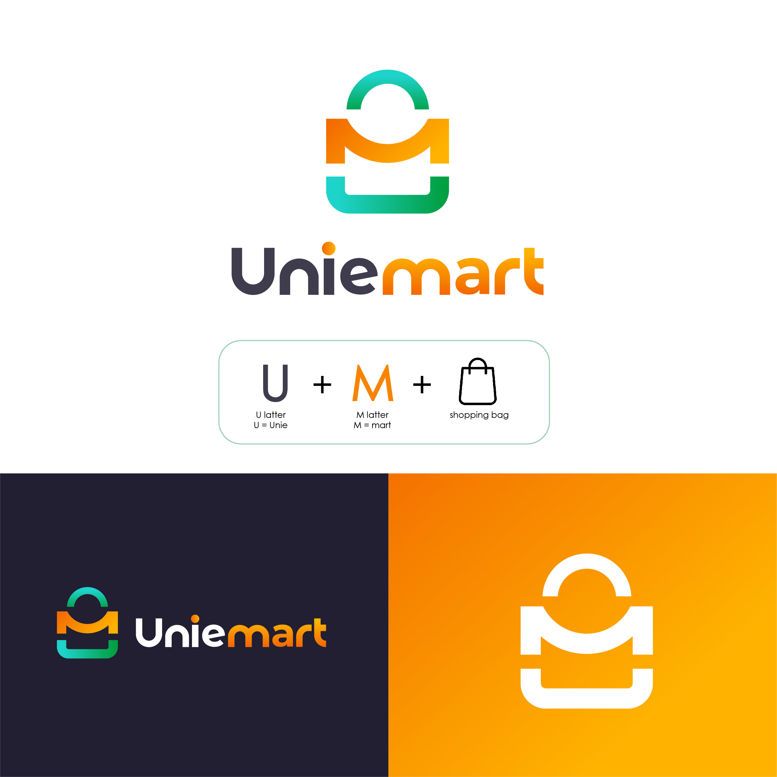 Uniemart — Minimalist E-commerce Logo Design brand identity brand identity designer branding company logo creative logo design ecommerce logo graphic design illustration logo mart logo shop logo shopping mall logo u creative logo um logo unimart logo
