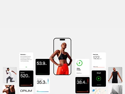 Fitness Dashboard UI for Wellness active lifestyle biometric display calorie counter fitness app fitness ux health insights health tracker heart monitor mobile health mobile ui modern interface performance metrics training data typography ui design user interface ux design wearable integration wellness tracking workout dashboard