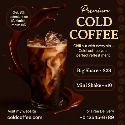 "Chilled Perfection: Cold Coffee Social Ad" adobe photoshop advertising brand identity branding design designer graphic design marketing social media design social media poster design soft drinks