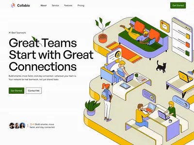 Collabio - Website Design animated website collab website creative website design design agency header header design illustration website landing page modern website saas saas landing page saas web design saas website tech website technology website ui ux web design website design