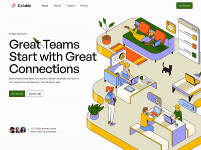 Collabio - Website Design animated website collab website creative website design design agency header header design illustration website landing page modern website saas saas landing page saas web design saas website tech website technology website ui ux web design website design