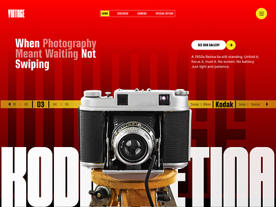 Vintage Photography Landing Page branding camera clean design e commerce ecommerce homepage landing page modern photography sharp shopify shopify designer store ui vintage web web design web designer website