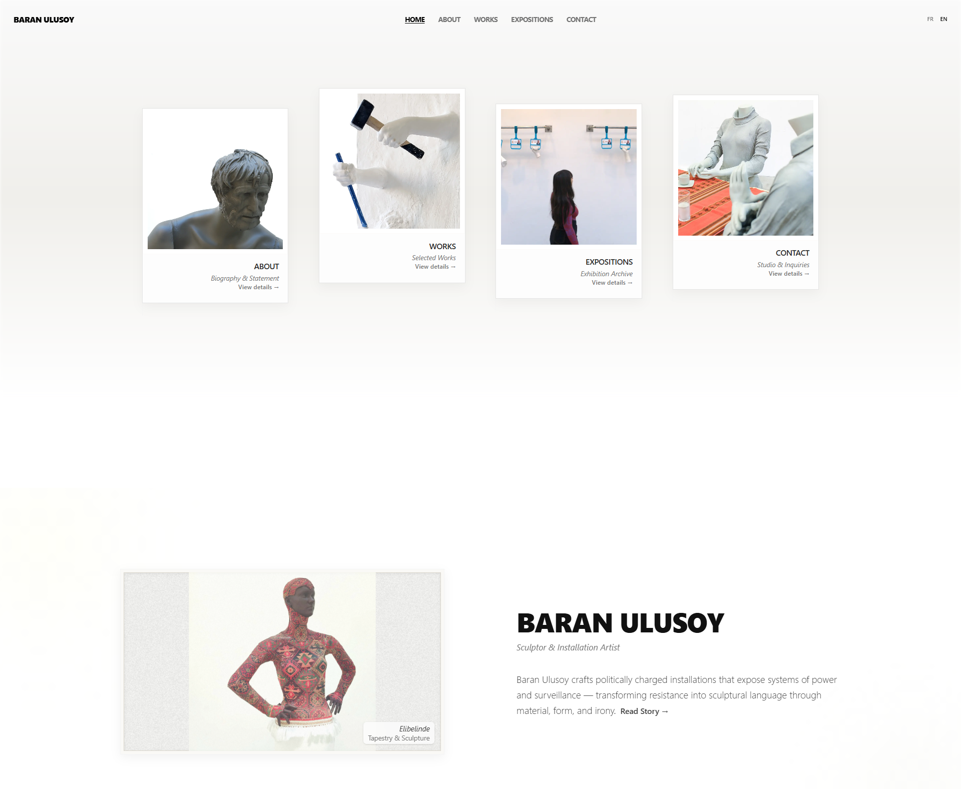 Minimalist, Editorial Artist Portfolio Website artist portfolio artist website branding clean ui contemporary creativeagency designer dribbbledaily editorial front end developer frontend developer gallery website minimal design minimalism next.js portfolio website typography ui ui ux web design