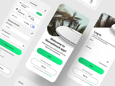 Nomadapp - remote work device config app branding graphic design mobile mobile app ui uiux ux uxui design