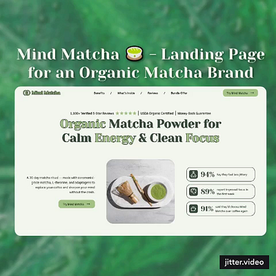 Mind Matcha 🍵 - Landing Page for Organic Matcha Brand conversion optimization conversion rate e commerce e commerce landing page e commerce landing page design landing page landing page design landing pages matcha matcha brand matcha landing page sales page