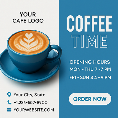 "Coffee Time: Cafe Social Ad Design" adobe photoshop advertising brand identity branding coffee cup design graphic design marketing social media post social media poster design visual identity