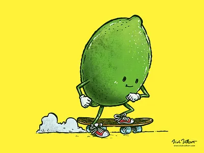 Lime Skater citrus dust fruit illustration illustrator lime skateboard skateboarding skater sneakers summer