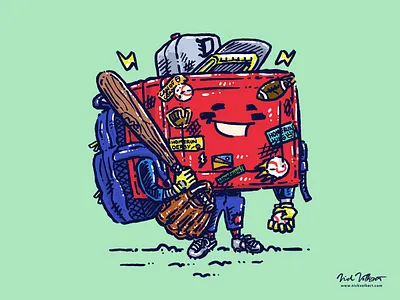 Sporty Lunchpail Bot football illustration illustrator junior tackle little league lunch box lunch pail robot sports summer