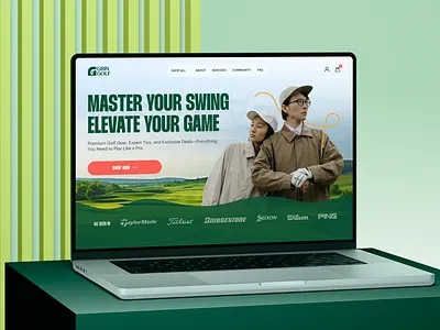 Grin Golf-Home Page for the golf Website agency bold clean club course court design ecommerce golf golf courses golf home page golf website landing page minimal modern sports ui uiux webflow website