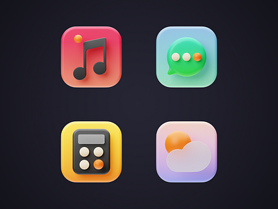 Generic iOS 3D App Icons android b3d calculator homescreen icons ios messenger mobile music ui weather