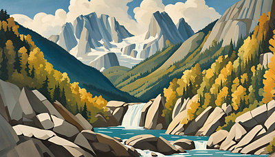 Waters of rebirth art calgary calgary design canadian rockies creative direction design drawn from the trail graphic design hike hike and draw illustration landscape rawlyk rawlyk design rawlyk illustration rawlyk narrative designer rawlyk story teller thewayfindercompany