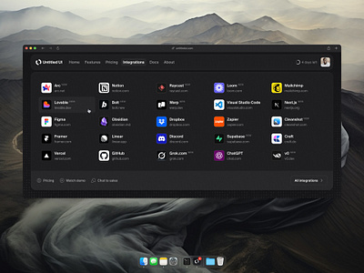 Integrations meganav — Untitled UI dark mode dark ui header nav integrations meganav ui design web design