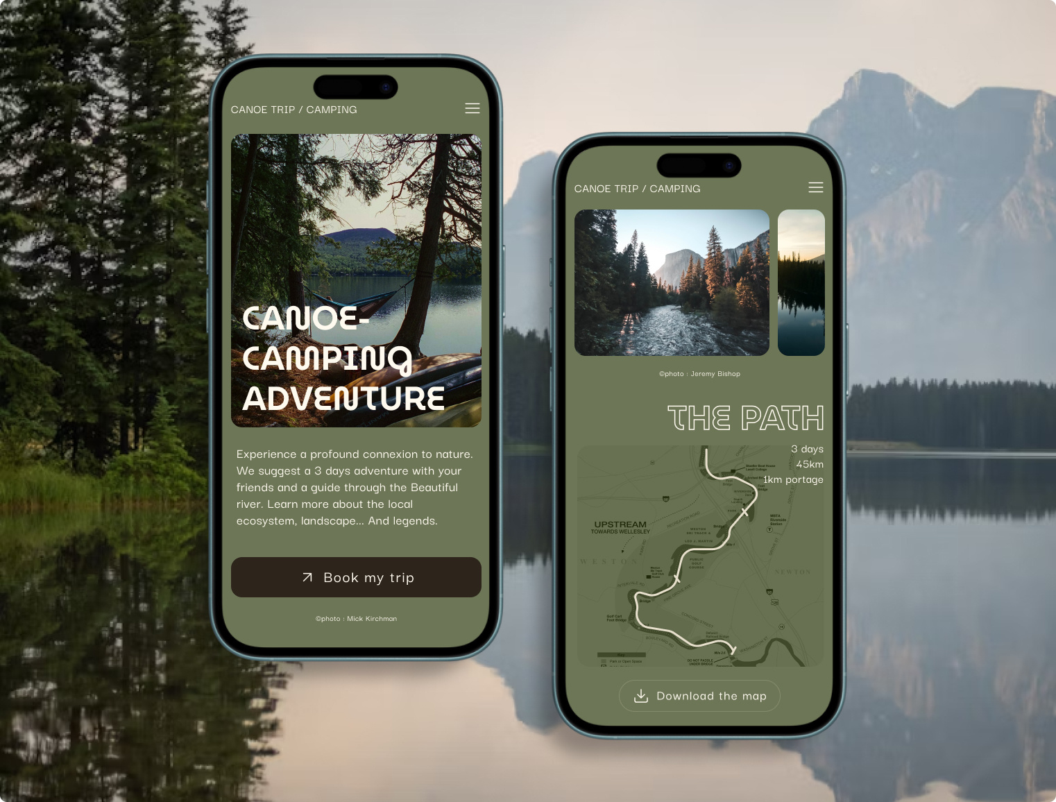 Camping adventure landing page mobile graphic design ui