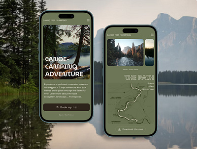Camping adventure landing page mobile graphic design ui