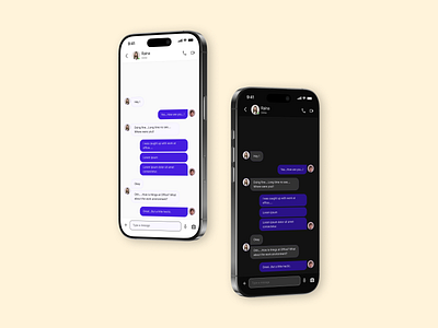 Direct Message UI screens - Light and Dark mode dark mode direct message light mode ui