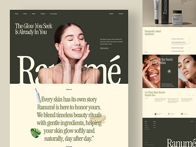 Ranume - Skincare Website beauty beauty ecommerce beauty website clean beauty cosmetics ecommerce glowing skin landing page modern ui organic skincare selfcare design skin care landing page skincare skincare brand skincarewebsite uiux design web web design website website design