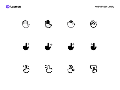 Hand & Gesture - Uxercon Icon Library animation design figma finger gesture hand hand and gesture hand icon hand logo icon icon design icon set line icon logo people touch ui uiux ux uxercon