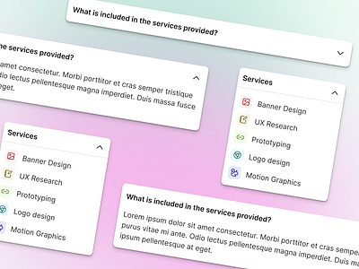 Component Design - Accordians w/varients accordianui autolayout cleandesign componentdesign dailyui designsystem faqcomponent figma interactiondesign interfacedesign microinteraction mobileui productdesign ui uichallenge uidesign uielements ux uxdesign webdesign