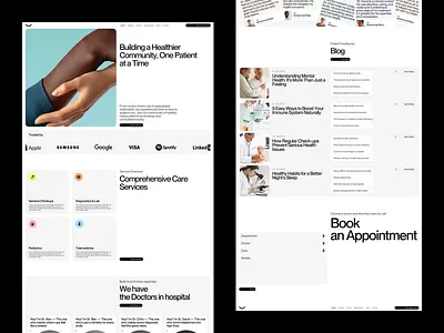 Carely — UI/UX for Health Care Website Design clinic website design digital design doctor website design health care ui health experience design health tech design health website design healthcare digital design healthcare user interface landing page design medical ui design medical web design modern ui design patient portal design product design telemedicine ui uiux design waxyweb web design wellness web design