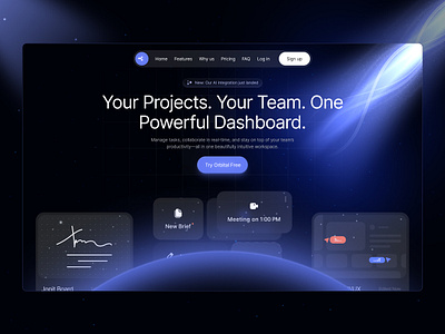 Orbit SaaS Landing Page Concept branding design gns mind graphic design icon illustration logo minimal ui ux vector