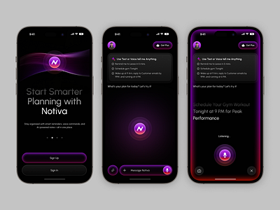 AI Scheduling Assistant Mobile App aiapp app design calendarapp cleanui darkmode design designinspiration figmadesign ios iosapp mobile mobile app mobile app design mobiledesign productivitytools schedulingapp smartassistant ui uxui voicescheduler