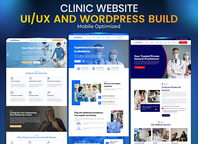 Clinic Website UI/UX & WordPress Build clinic clinic template clinic website design doctor website elementor healthcare gp booking site healthcare healthcare ui landing page medical medical theme raddito responsive ui user interface web design web designer website wordpress website