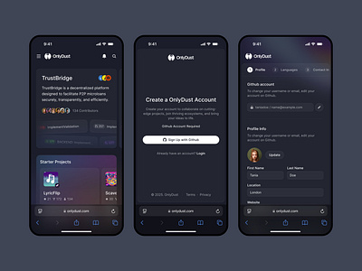 Mobile Account Onboarding & Profile account auth clean dashboard flat form github minimal mobile onboarding profile saas settings shadcn shadcnui signup tailwind ui