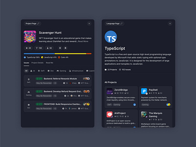 Project & Language Views – Dev Dashboard clean contributions dashboard developer explorer flat issues language minimal opensource project repo saas shadcn shadcnui tags tailwind typescript